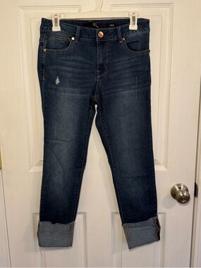 1822 Taylor Dark Wash Cuffed Skinny Jeans